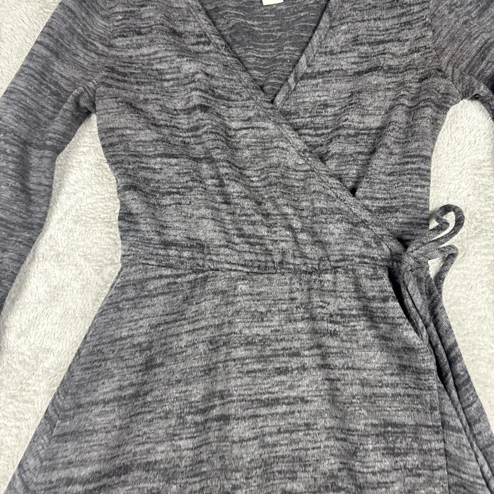 Full Tilt Faux Wrap Dress Dark Gray Long‎ Sleeve Women's Size XS